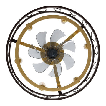 Celeste 21.6" 6-Light Industrial Farmhouse 6-Speed Metal Mobile-App/Remote-Controlled Caged LED Ceiling Fan - JONATHAN Y